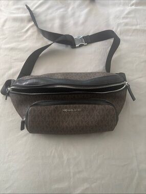 Michael Kors Brown Logo Belt Bag with Black Trim